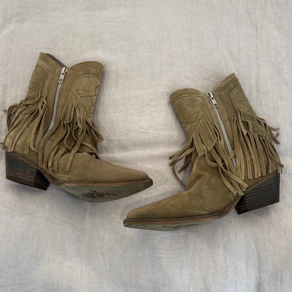Free People Olive Fringe Ankle Booties - Picture 5 of 5
